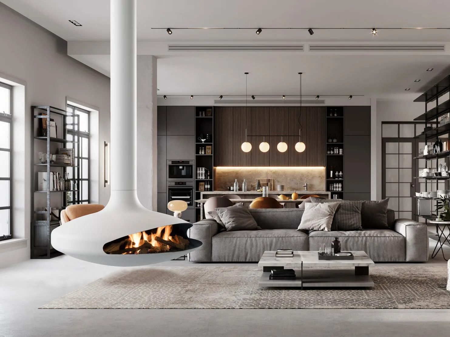 Металлический вращающийся газовый подвесной камин Focus creation Gyrofocus ARCH-00075057