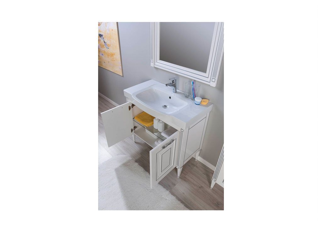 Тумба с раковиной Aquanet Паола 90 белый/серебро (керамика) 0018612100185340 - Вид №7