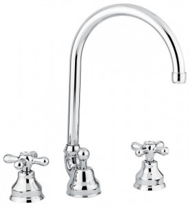 12043CR Смеситель Deco Classic 12043 с донным клапаном для раковины на 3 отверстия, цвет хром