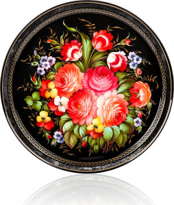 10618053 Жостовская фабрика декоративной росписи Поднос 50см НХП "Несравненный" Сталь