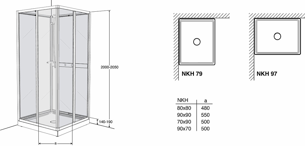 655091 Душевая кабина IFO Next NKH, Complete NKH VS 800 x 800 - Вид №2