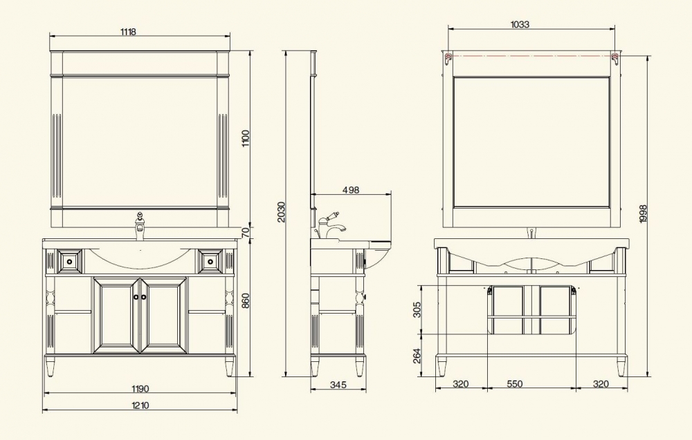 Комплект мебели MIGLIORE Kantri 120 см эмаль белая, патина орех sun-id-686003 - Вид №1