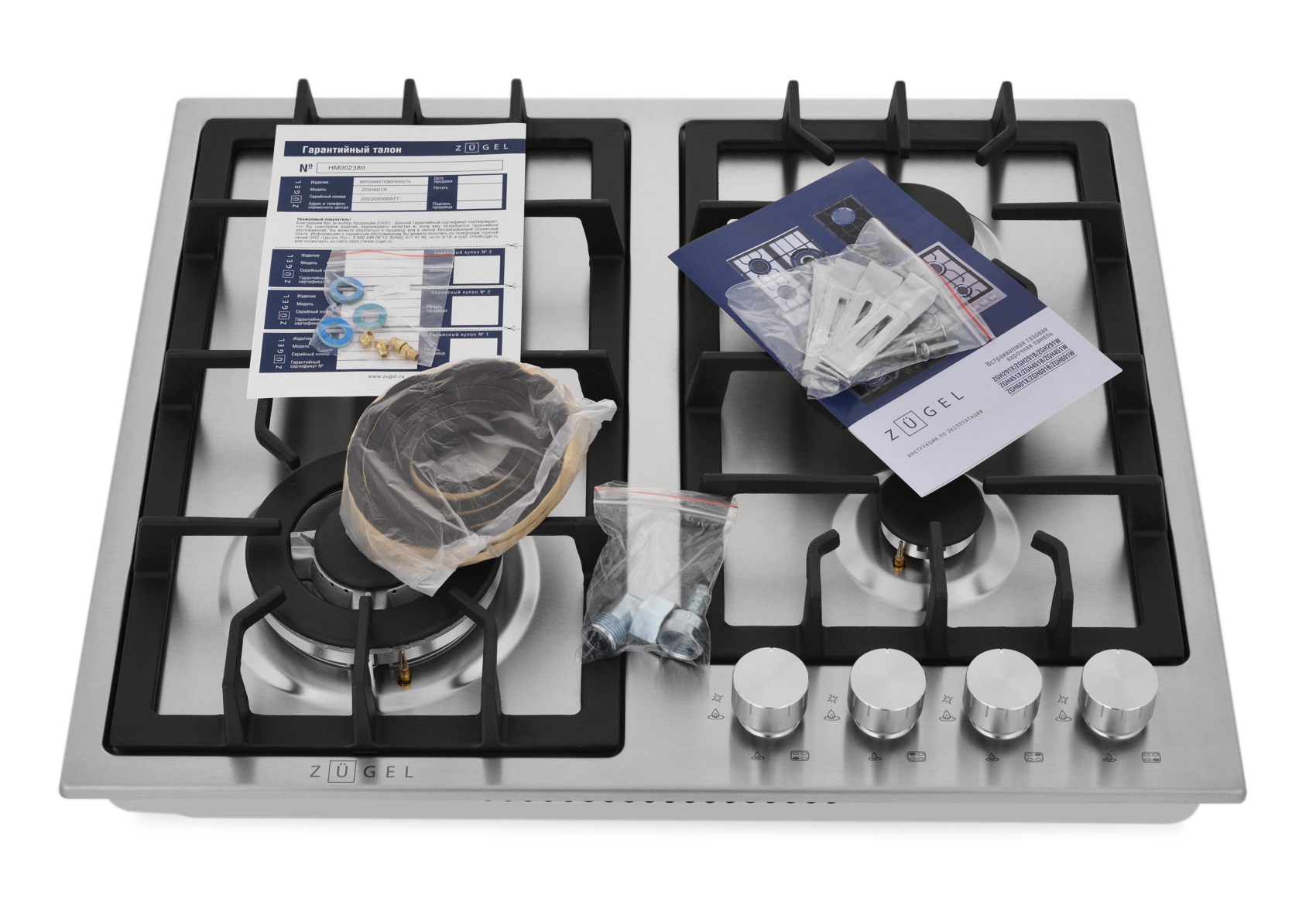 5361942 Газовая варочная поверхность ZUGEL ZGH601X STDN-0098263 - Вид №28