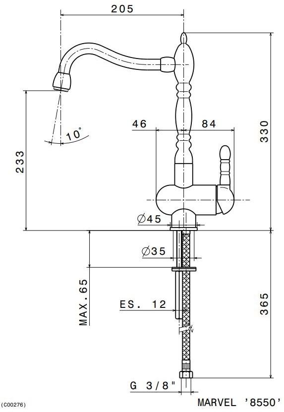 newform Смеситель для кухни, устанавливаемый на столешницу, с поворотным изливом Marvel 8550/51 - Вид №2