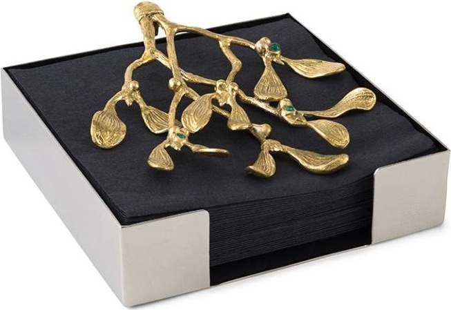 10642334 Michael Aram Подставка для салфеток Michael Aram Омела 13см, сталь нержавеющая Нержавеющая сталь, латунь 