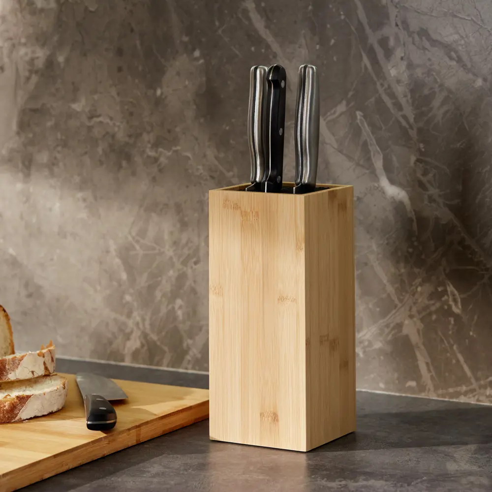 Подставка для ножей 10.3x23x10.3 см бамбук цвет натуральный Santreyd STLM-2167345 - Вид №3