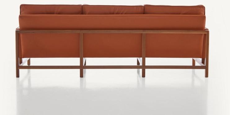 BassamFellows 3-х местный кожаный диван Wood frame lounge Cb-53 - Вид №6