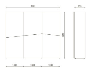 Секционный деревянный шкаф с раздвижными дверями