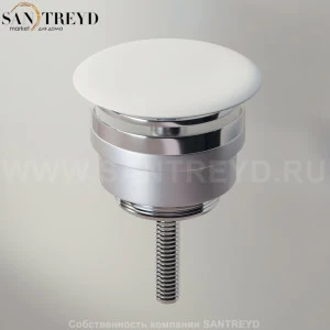 Agape  Нажимной донный клапан белый для раковин или биде с переливным отверстием MET0562Z