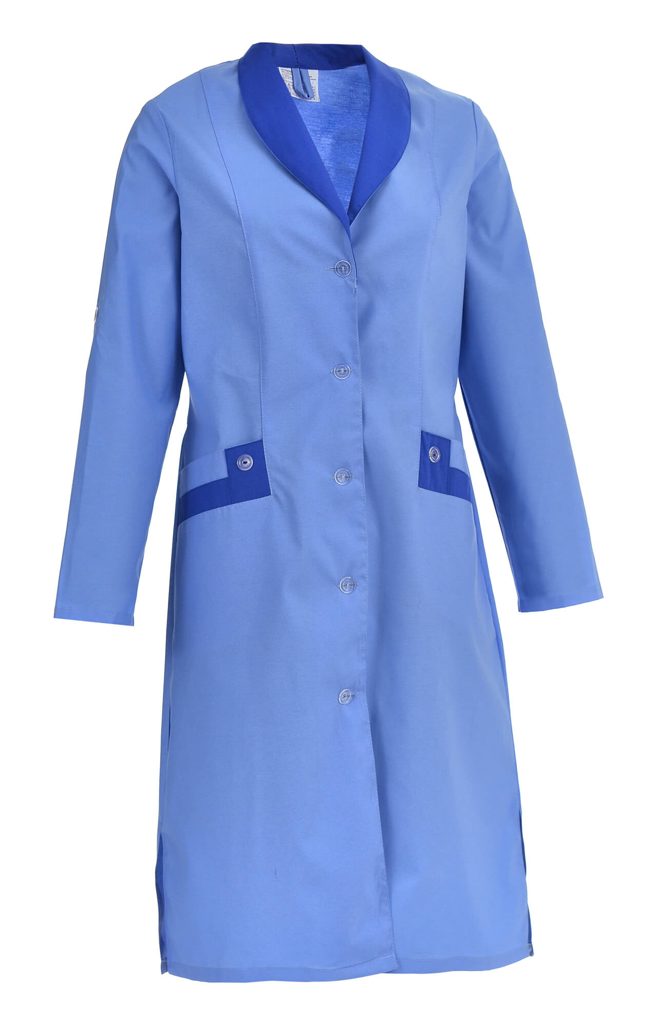 61736 Халат "Радуга" длинный рукав голубой  Одежда для обслуживающего персонала  размер 56 Спецодежда  - Вид №2