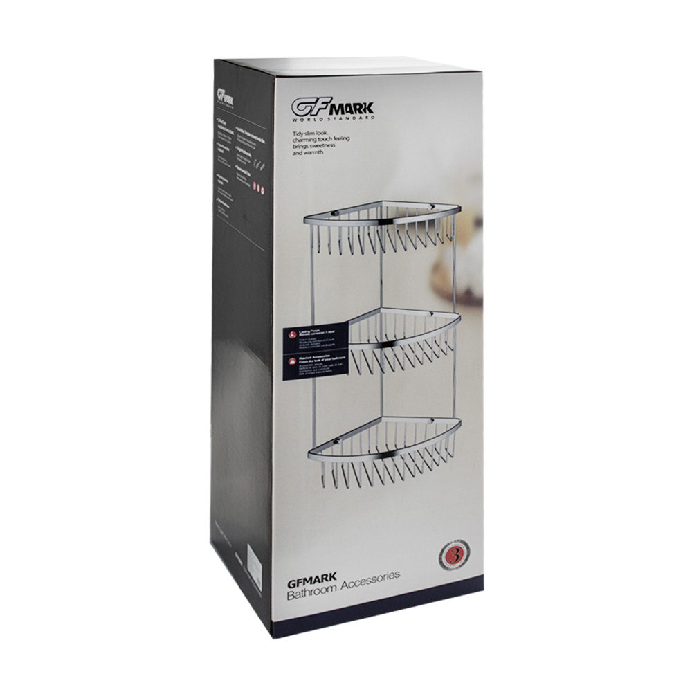 GFmark - Полочка угловая овальная тройная 22 см решетка - БРОНЗА, код: 77257  - Вид №1