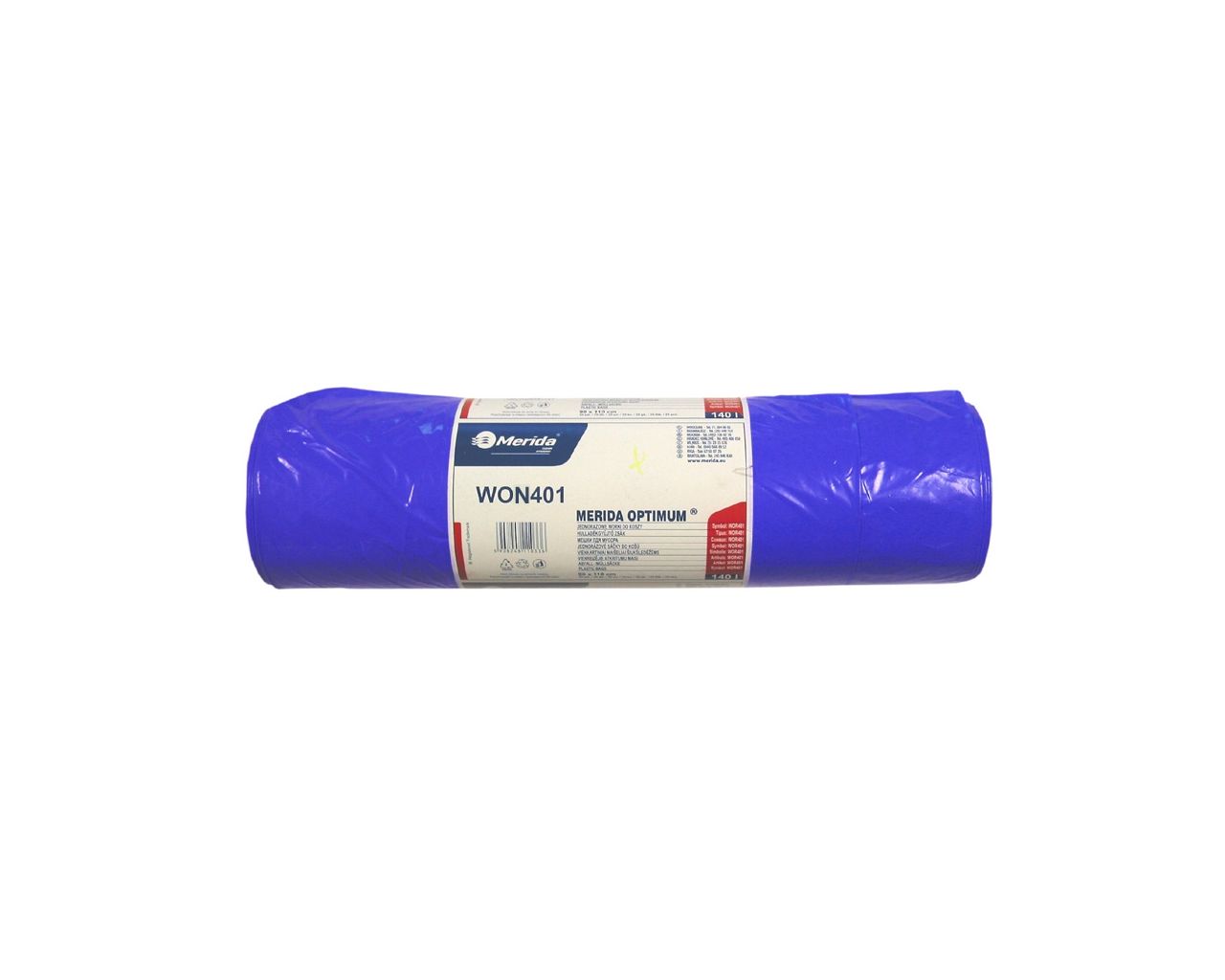WON401 Одноразовые мешки для мусора OPTIMUM, 90 x 110 см, вместимость 160 л, рулон 25, СИНИЙ, HDPE/LDPE Merida 