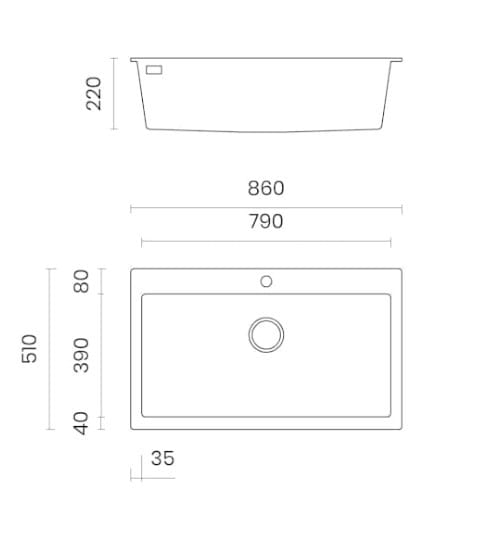 Встраиваемая раковина из композитного материала с одной чашей TASCA композитные раковины ARCH-00111817 - Вид №4