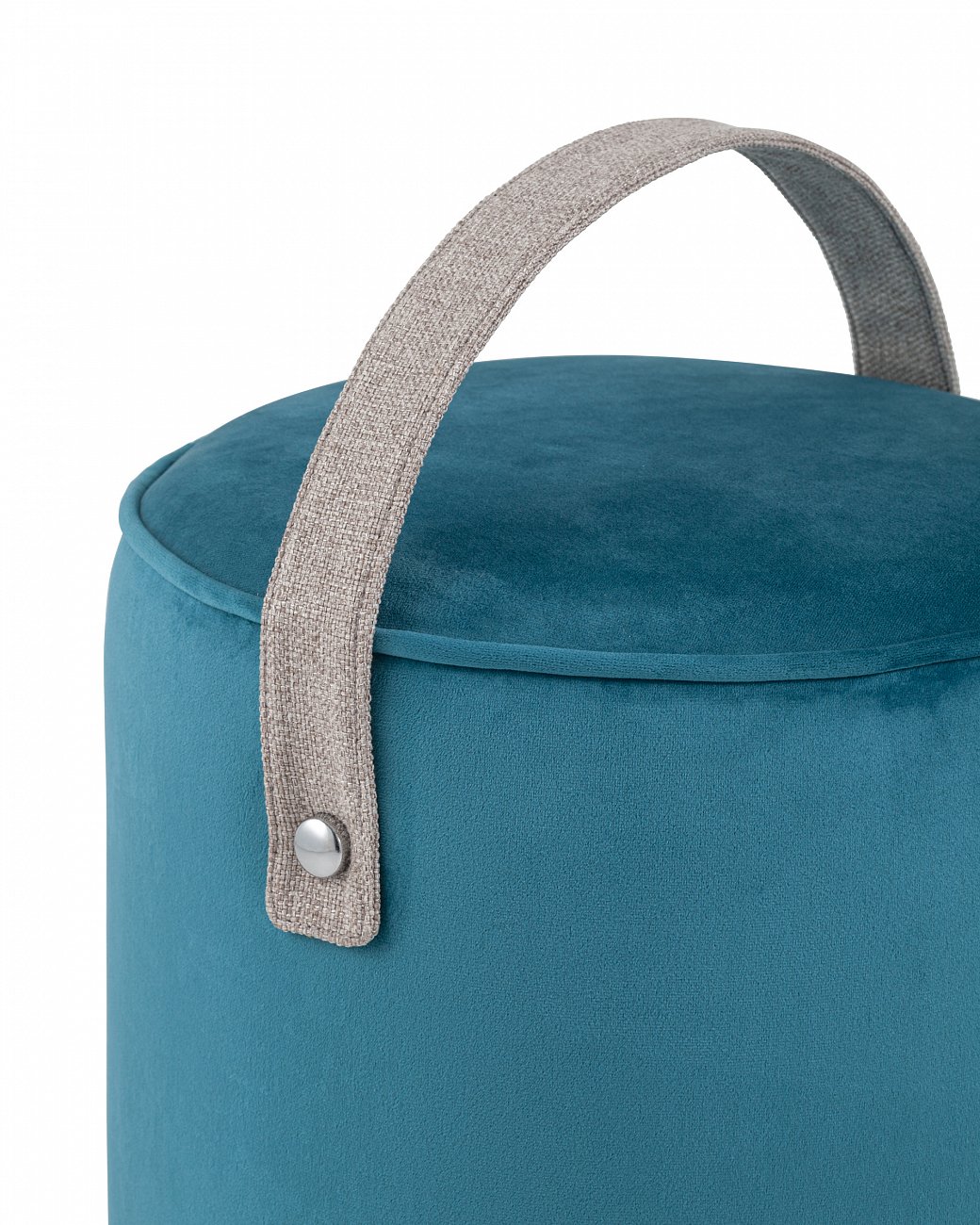 Пуфик круглый темно-бирюзовый вельветовый с ручкой "Джерри" STOOL GROUP  00-3881790 Голубой  - Вид №2