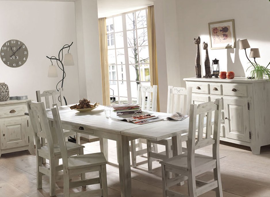 Письменный стол белый с ящиком и дверцей состаренный Solea VAVI ПОД СТАРИНУ 132572 Белый  - Вид №1