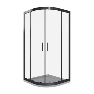 Душевая ширма Makiato 1/4 круга 80x80x190см цвет профиля черный раздвижная стекло 5мм прозрачное