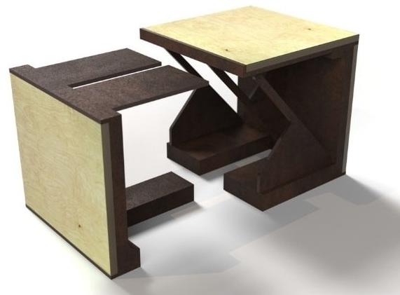 TrackDesign Низкий табурет из кортеновского дерева и дерева  Sp0472000  - Вид №4