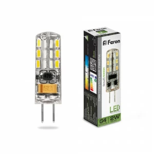 Лампа светодиодная Feron 12V G4 2W 4000K LB-420 25448 FERON  00-3956512 Прозрачный