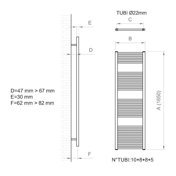 Настенный хромированный стальной полотенцесушитель с горячей водой Ercos Опера ARCH-00036129 - Вид №5