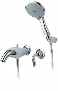 JUSTIME Настенный однорычажный смеситель для ванны из хромированной латуни с ручным душем Ether 6781-x4-81cp