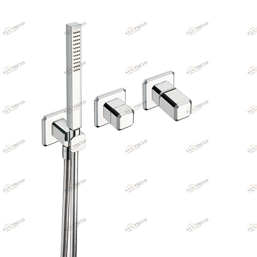 CRIIT603 Внешние части смесителя для ванны / душа для CRICS100 (правая сторона) - CRICS101 (левая сторона) с переключателем на 3 выхода, ручным душем из латуни с защитой от известкового налета, гибким шлангом LONG LIFE Cristina Rubinetterie 
