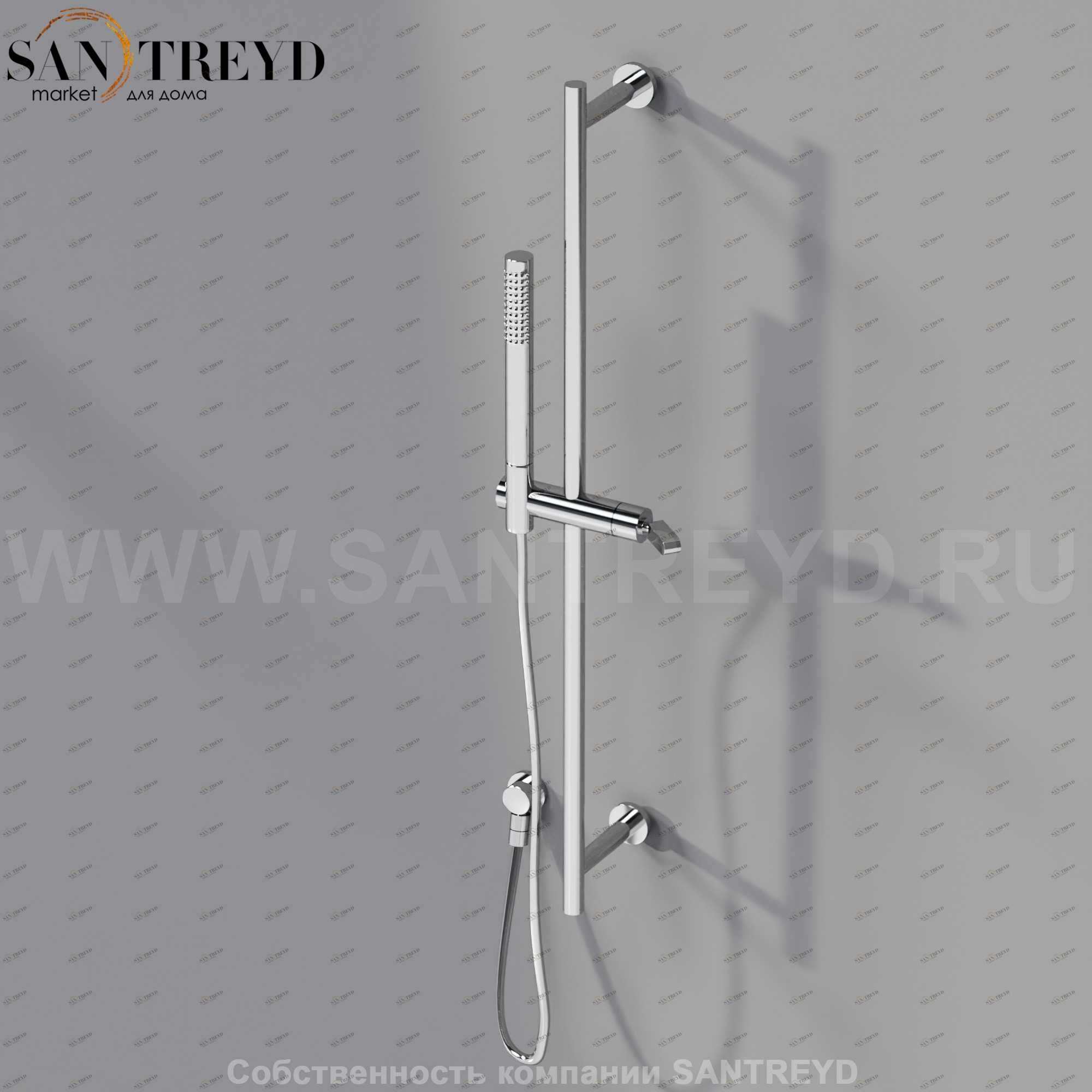 Ручной душ с подвижным фиксатором CRUB1120S SQUARE хромированный Agape