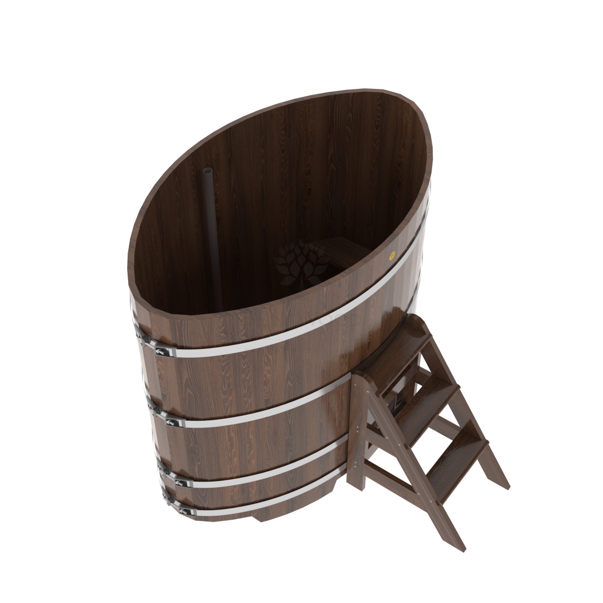 1315 Купель овальная из дуба 1,02х1,68х1,4 морёная Alyarus  - Вид №1