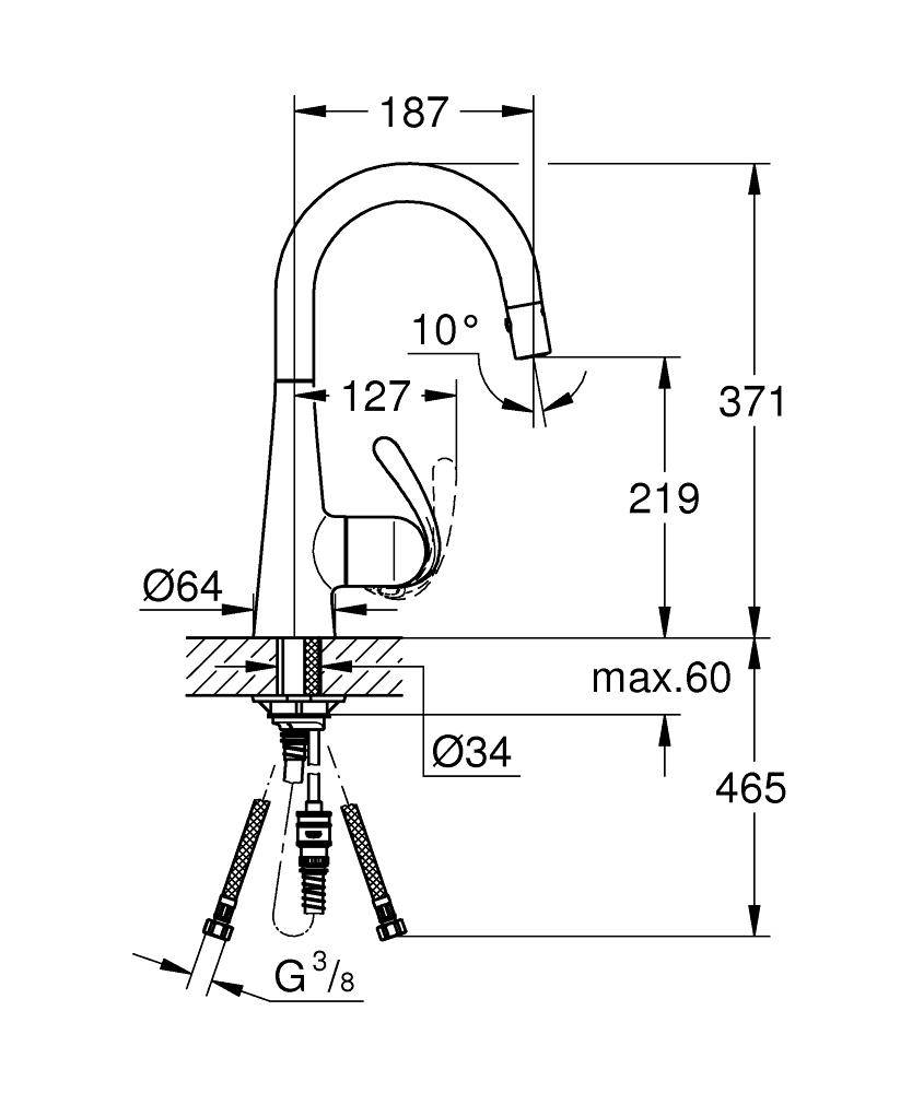 32296SD0 Смеситель для кухни Grohe Zedra нержавеющая сталь - Вид №1