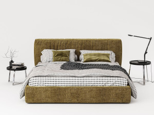 Двуспальная кровать с мягким изголовьем