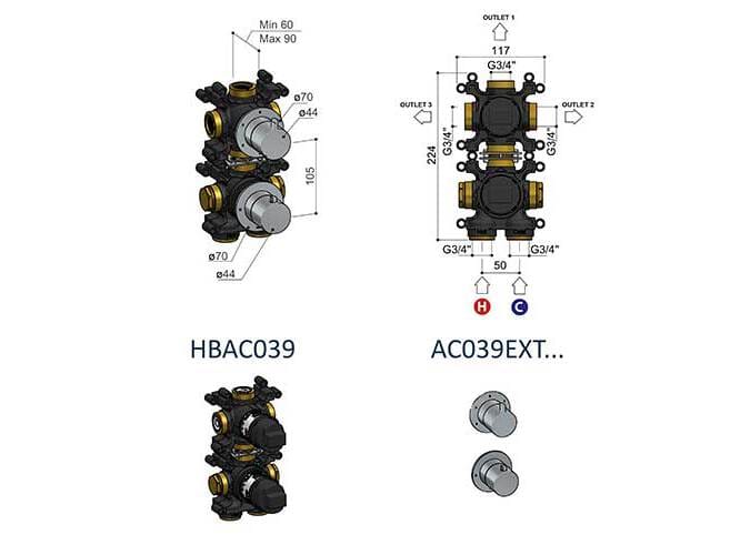Латунный термостатический смеситель для душа Hotbath Ace ARCH-00028872 - Вид №2