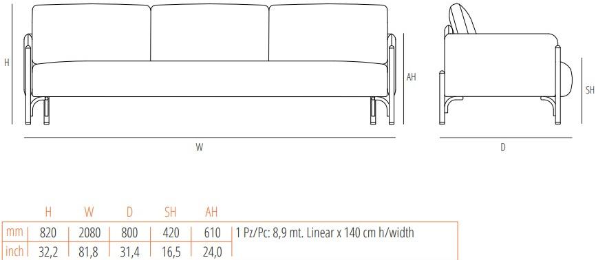 Wiener GTV Design 3-х местный тканевый диван Jannis sun-id-1378156 - Вид №13