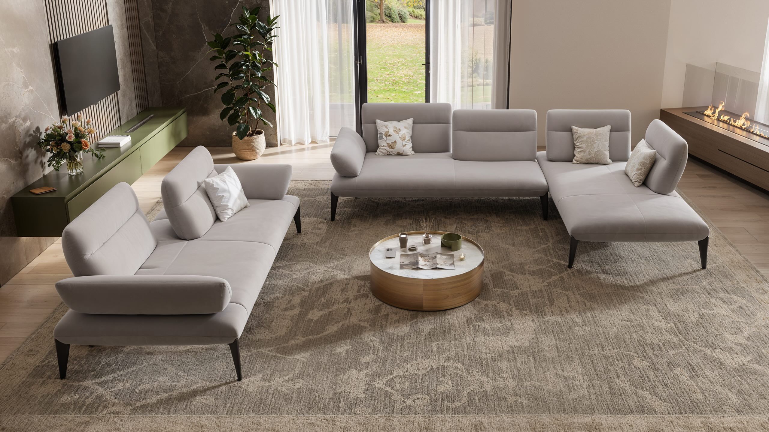 Тканевый диван с полуостровом Sofanella Лацио ARCH-00123923 - Вид №1