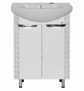 Тумба Престиж-70 белая серебряная патина с раков. Балтика-70 см