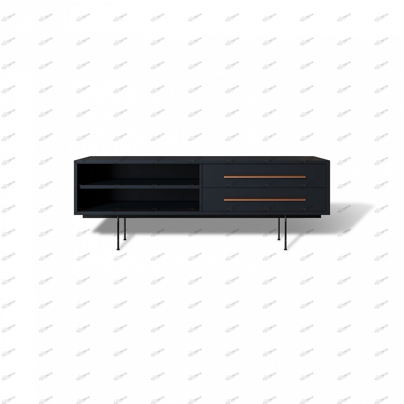 Тумба под телевизор с двумя ящиками 53х138 см черная Quadro BRAGIN DESIGN TUBE 00-3862363 Черный
