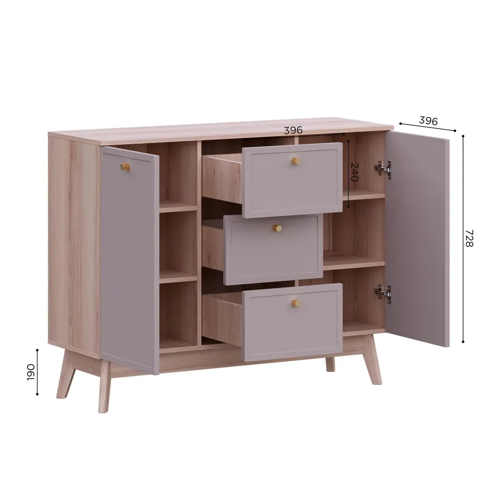 Комод KONSENSA Амьен 3 ящика 120x94x41.7 см ЛДСП цвет бежевый Лион STLM-2106596 - Вид №8