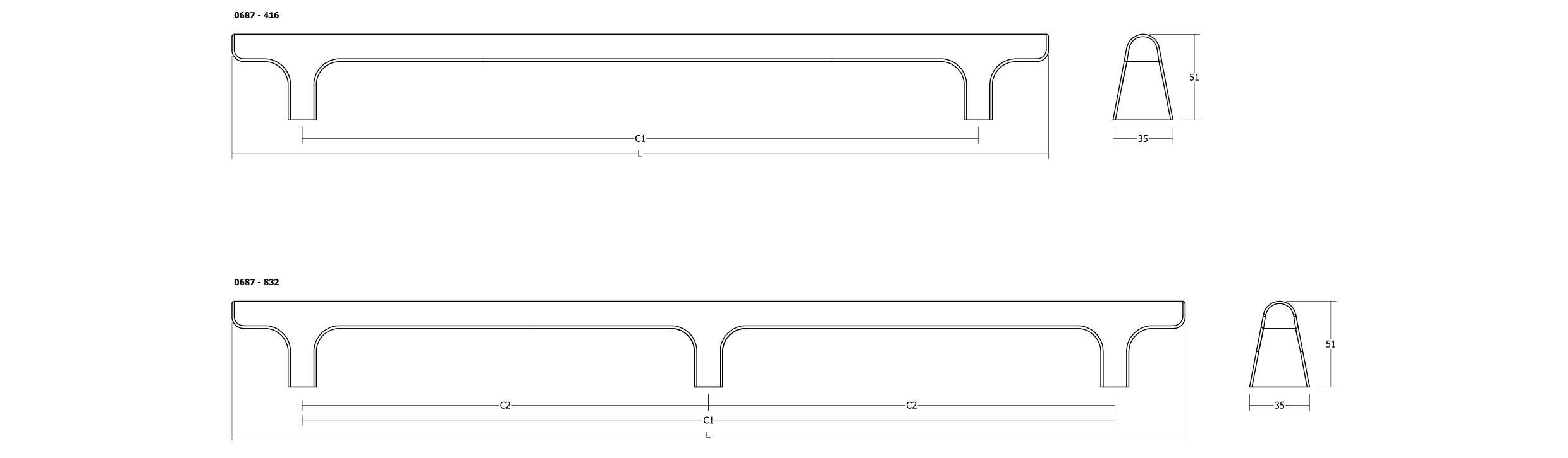 Алюминиевая мебельная ручка / ручка Viefe Hinoki ARCH-00029550 - Вид №7