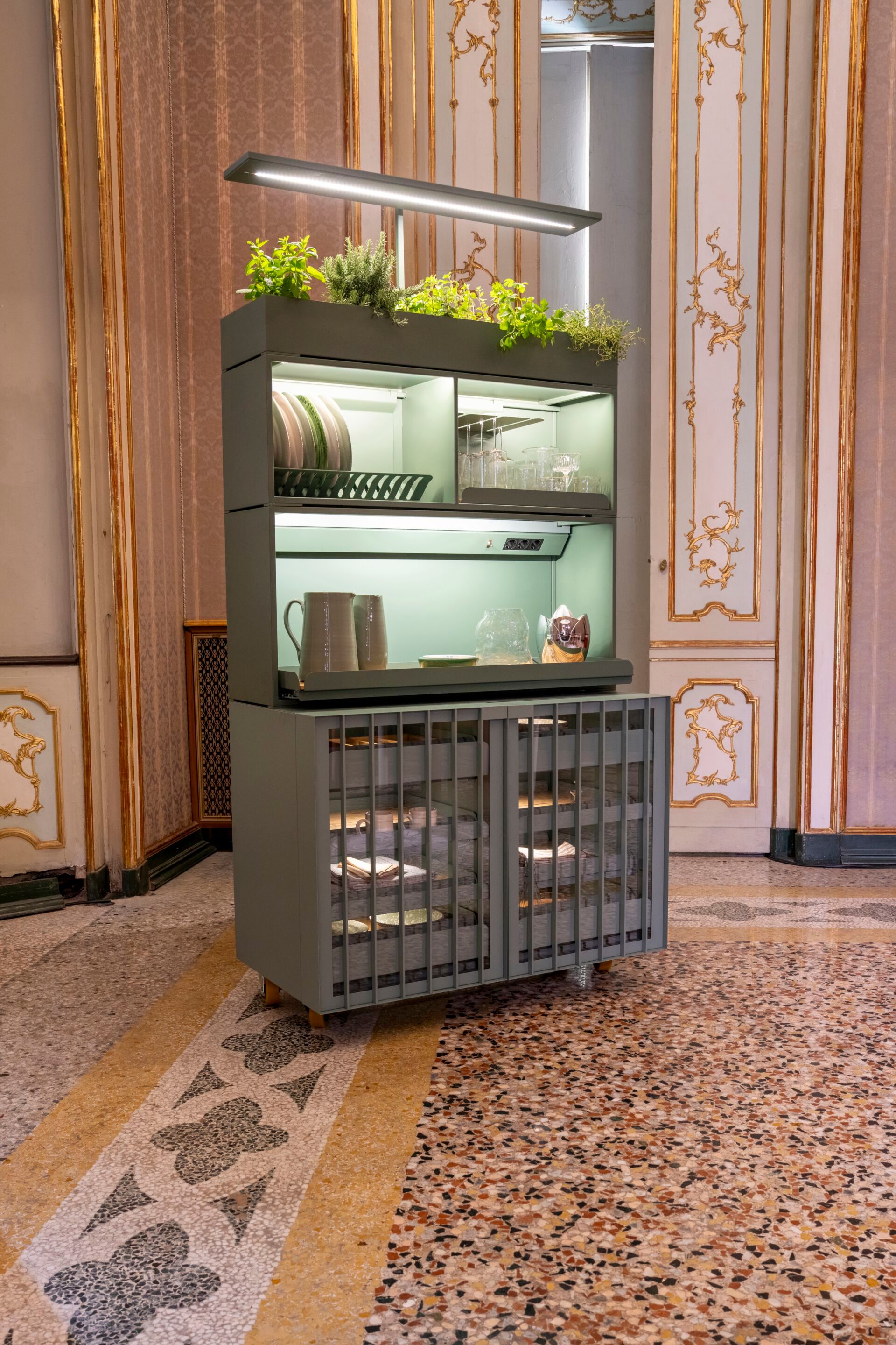 Модульный шкаф из окрашенной стали и оливкового дерева Officine Tamborrino MEMÈ ARCH-00114854 - Вид №24