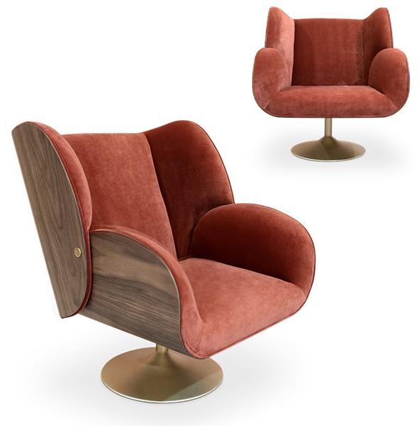 Essential Home Вращающееся кресло из ткани с подлокотниками Happy few sun-id-1357429 - Вид №2