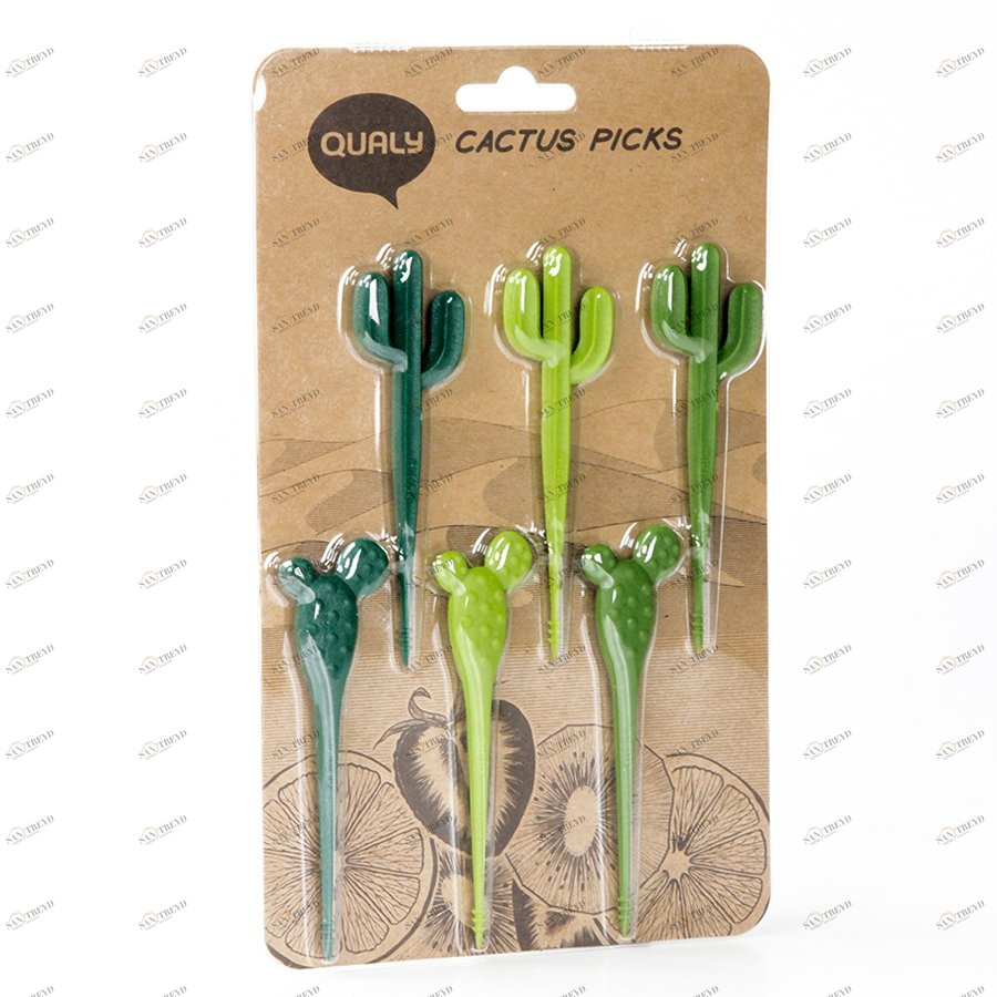 Шпажки зеленые для канапе 6 штук Cactus QUALY ДИЗАЙНЕРСКИЕ 00-3870140 Зеленый 