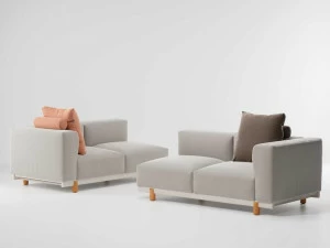 Kettal 2-х местный угловой тканевый садовый диван Molo