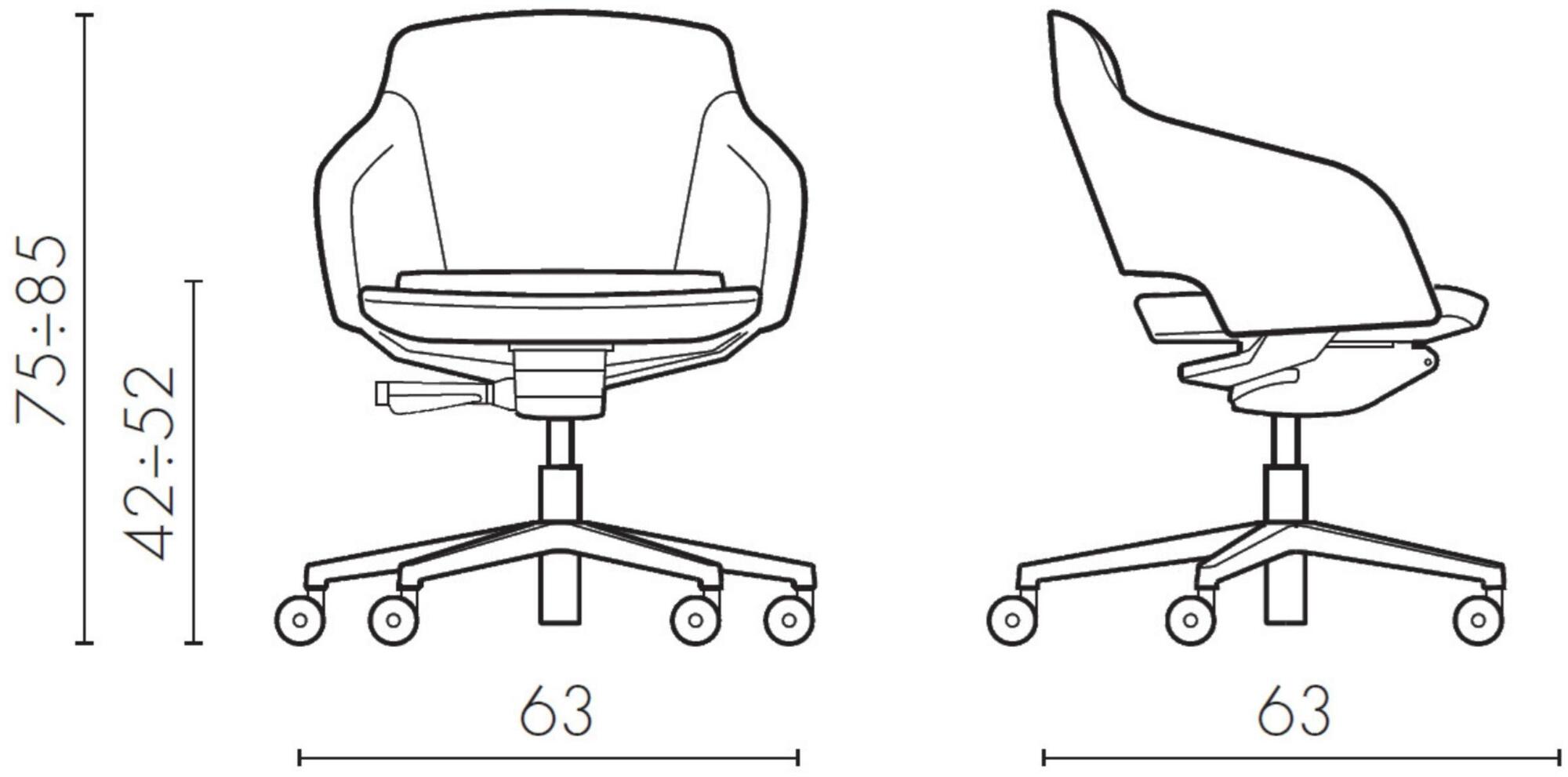 Sinetica Кресло для руководителя с регулируемой высотой из кожи с 5 спицами и низкой спинкой Captain sun-id-1405777 - Вид №5