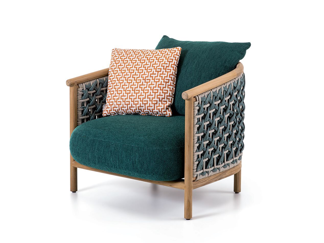 Плетеный ТИК и веревочный садовый стул с подлокотниками Ethimo патио ARCH-00101467