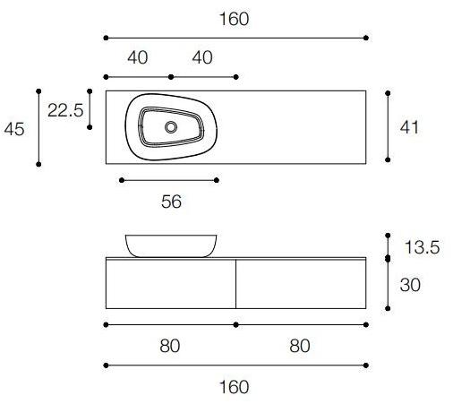 FALPER Настенная тумба под умывальник с ящиками Viaveneto sun-id-1448648 - Вид №1