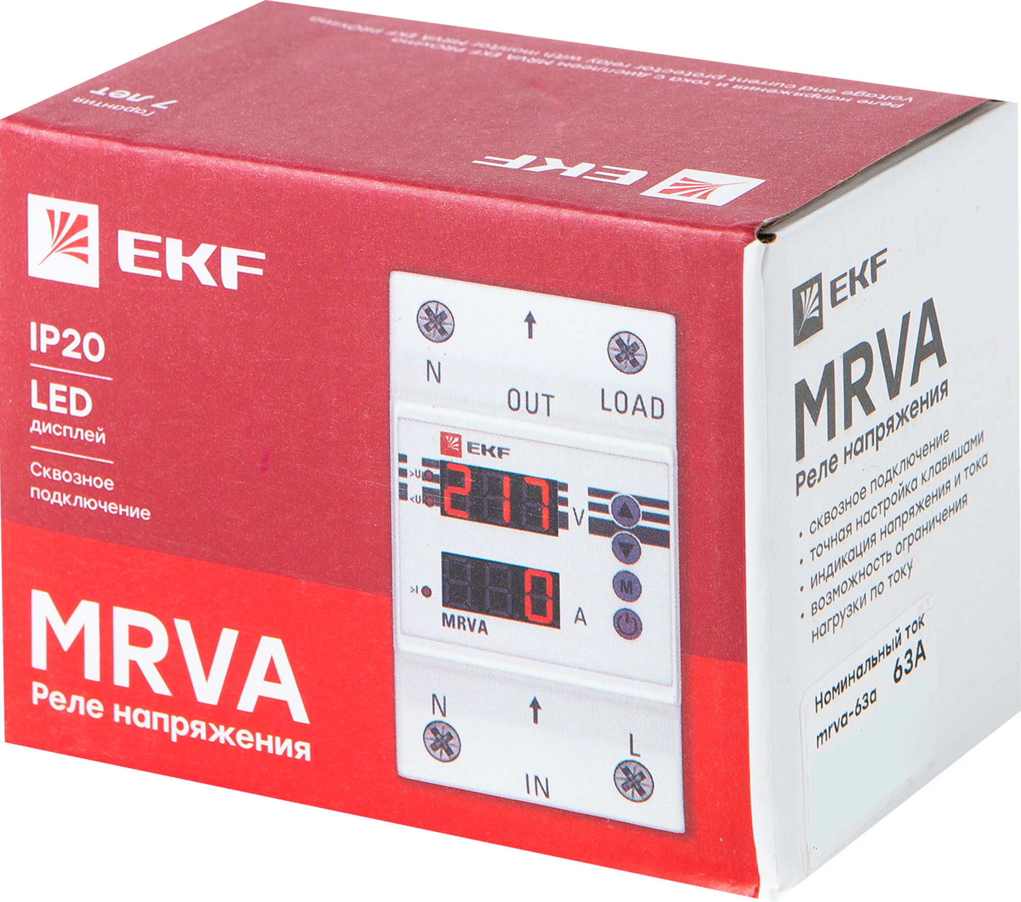 Реле контроля напряжения EKF MRVA 63А с дисплеем для защиты оборудования 82849634 STLM-0036988 - Вид №3