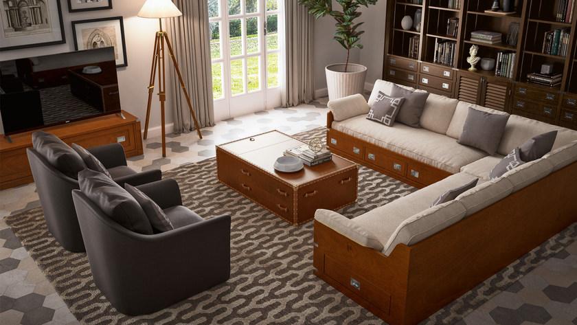 Caroti Модульный угловой диван из ткани с местом для хранения вещей Via montenapoleone 2048  - Вид №1