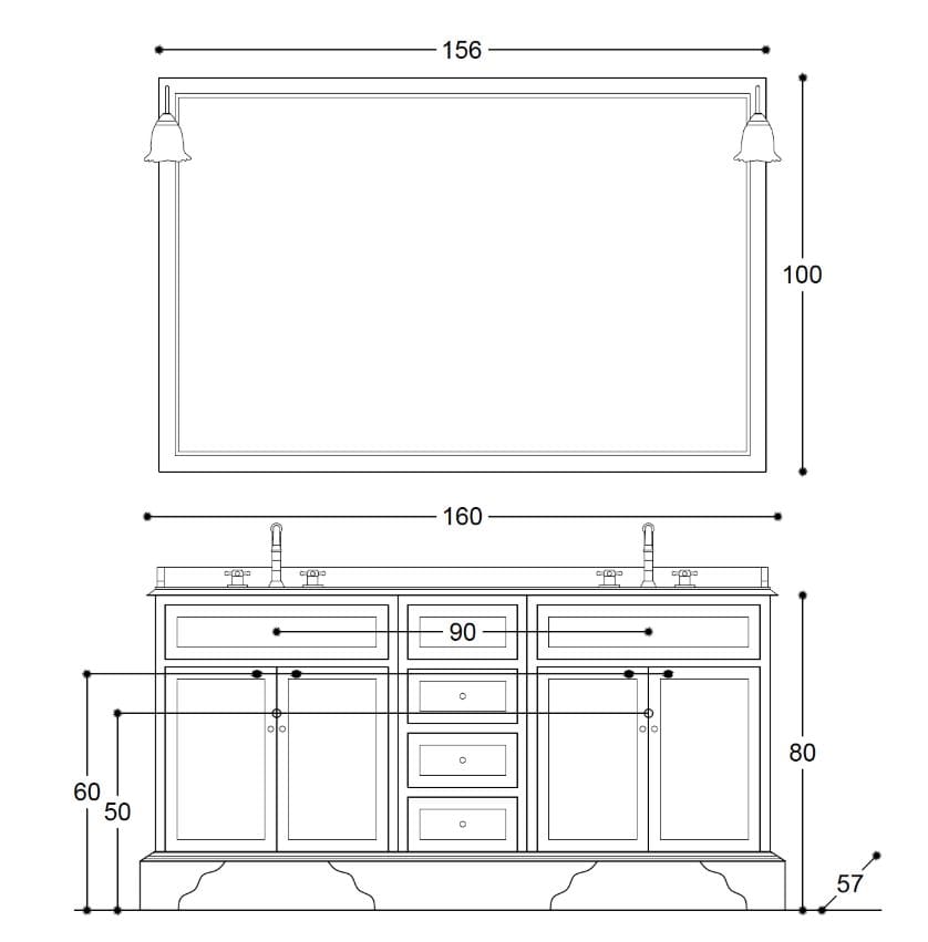 Напольная двойная раковина с ящиками Gaia Mobili Classic ARCH-00039963 - Вид №2