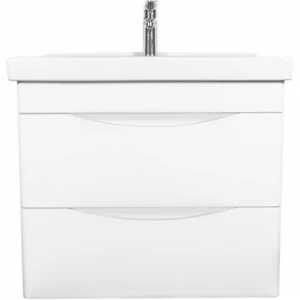 Тумба Sonic 65 см., цвет белый. 2 ящика. Закруглённые бока у фасадов. Хром