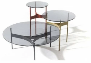 Moroso Круглый журнальный столик из стали и хрусталя Yumi