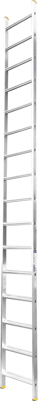 Алюминиевая односекционная  приставная лестница, широкая ступень. 1*16