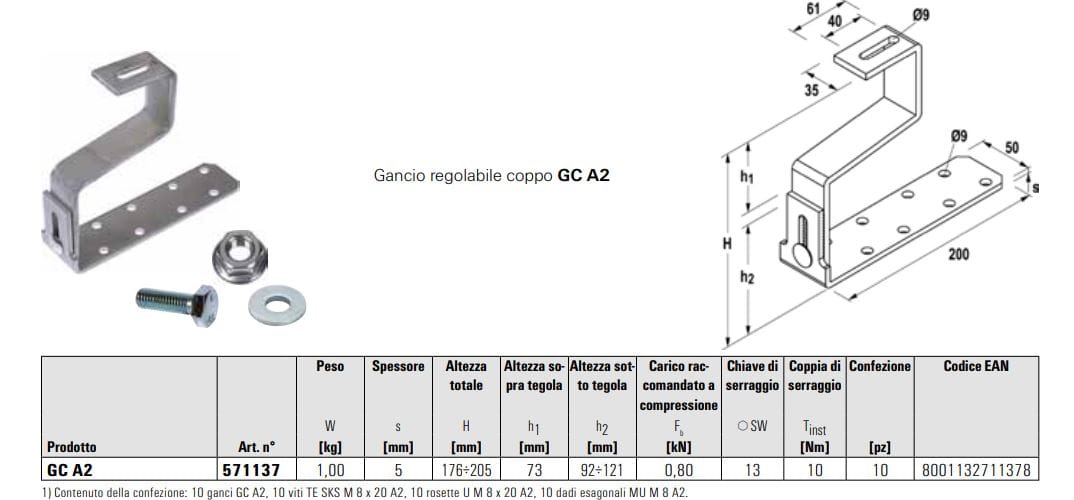 Система крепления черепицы из нержавеющей стали FISCHER Fischer GC A2 ARCH-00140494 - Вид №3